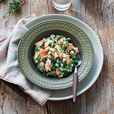 Brown Rice Risotto with Salmon and Goats Fetta | Reader's Digest Asia